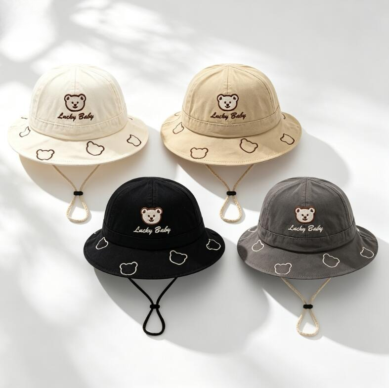 Bucket Hat Cotton - 2026 Niedlicher Cartoon-Bären-Baby-Fischerhut für den Sommer