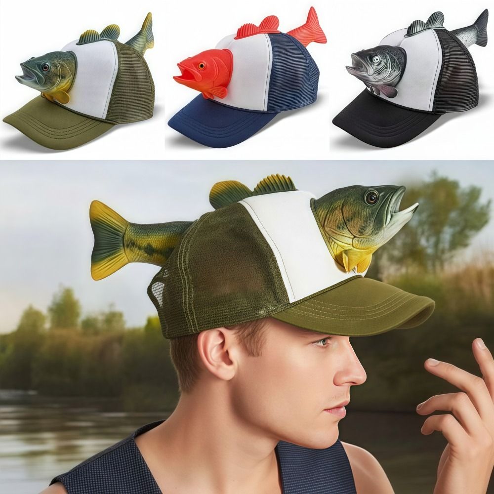 Trucker Cap Mesh - Lustige 3D-Fisch-Tier-Trucker-Mütze, verstellbare Passform, Einheitsgröße, neuartige
