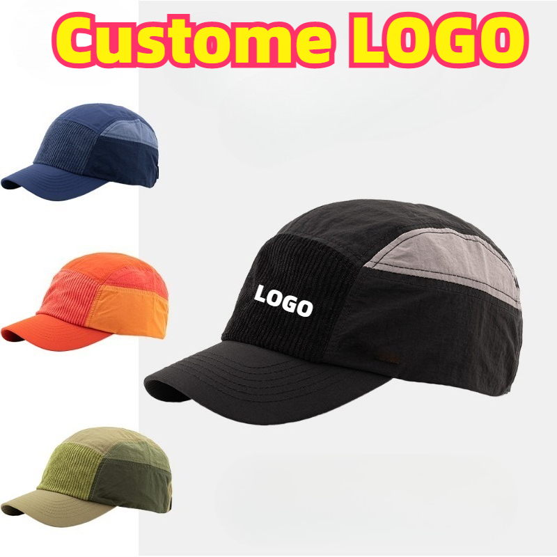 Corduroy Cap 5 Panel - Individuell Bestickte Logo-Baseballkappen mit Farbblockierung und