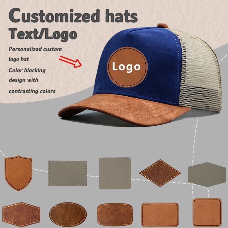 Baseball Cap Structured - Leder-Label, individuelles Logo, Fünf-Panel-Wildleder-Baseballkappe für Männer