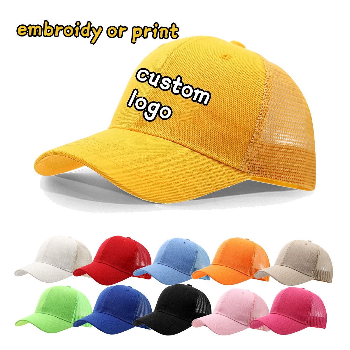 Trucker Cap Mesh - Benutzerdefinierte Logo Kappe Stickerei Druck Einfarbig