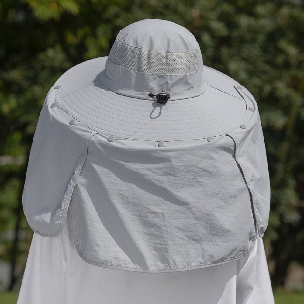 Bucket Hat Cotton - Einfacher Stoff-Sonnenhut für Herren mit Nackenschutz,