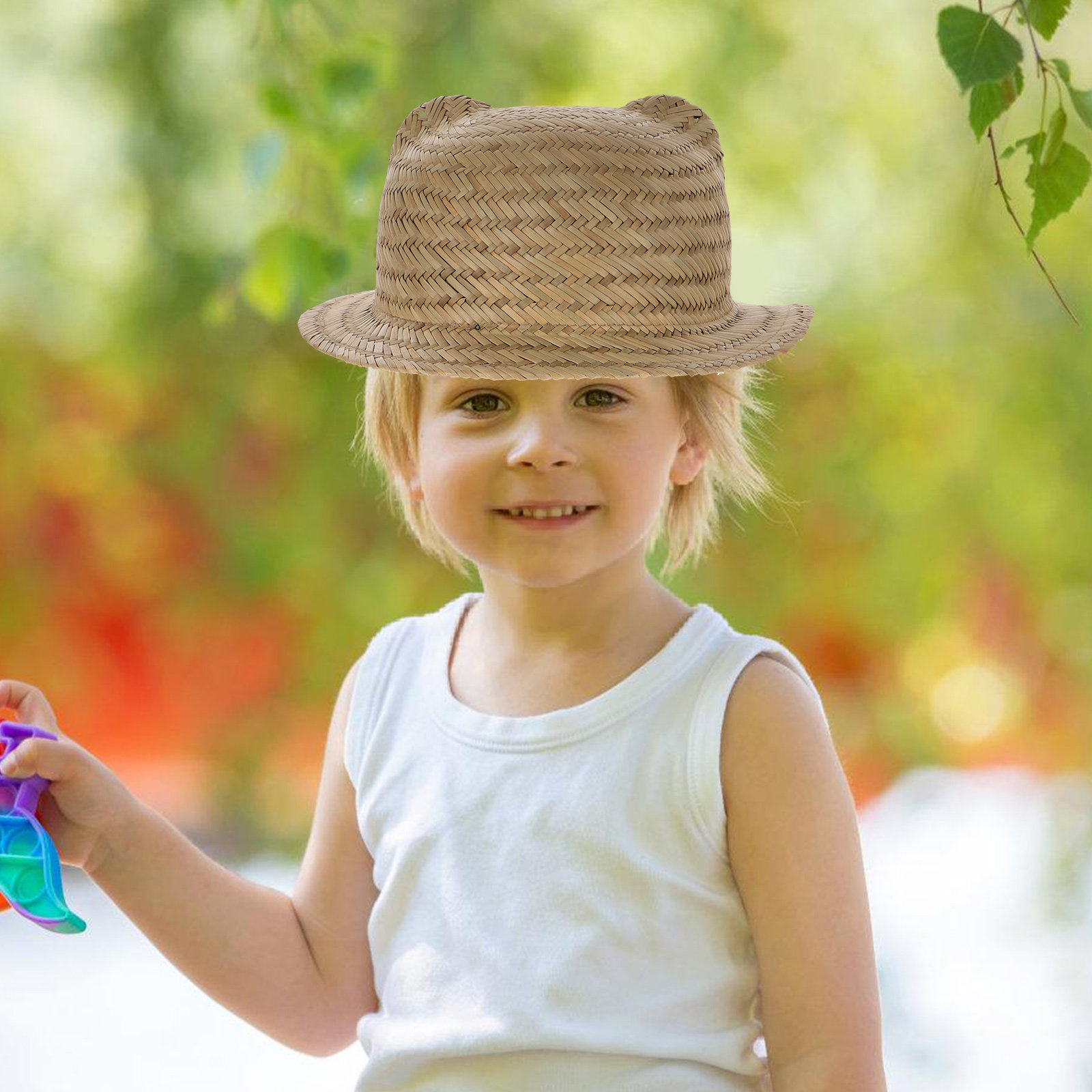 Sun Hat Wide Brim - Kinder-Sonnenhut aus Stroh mit breiter Krempe,