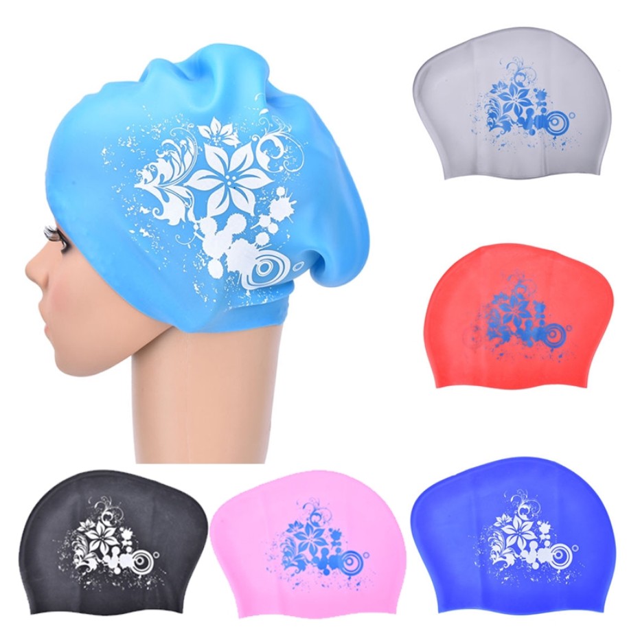 Swim Hat Silicone - Silikon-Badekappe für langes Haar, wasserdichte Badekappen