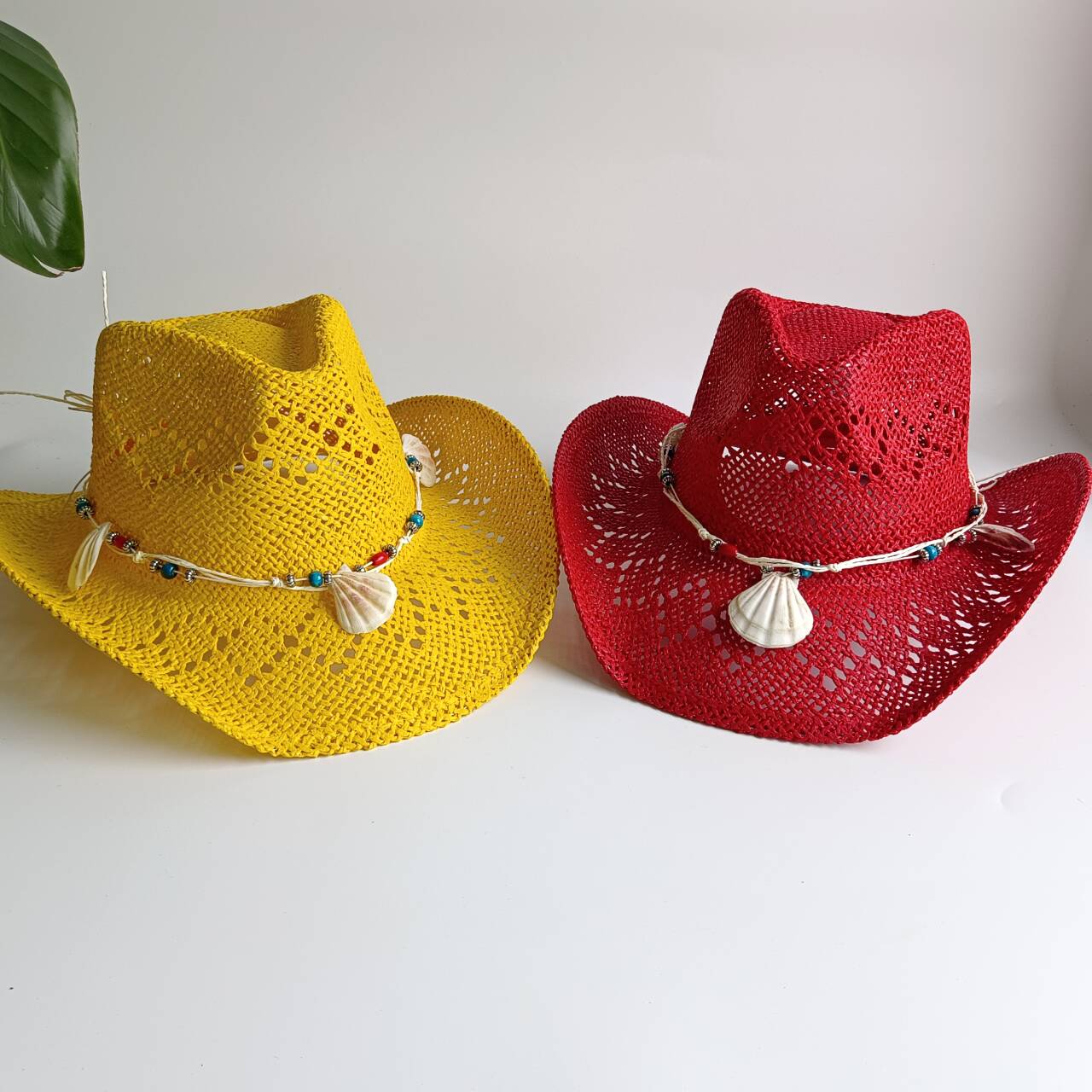 Cowboy Hat Straw - Hellgelbe Cowboy-Strohhüte für Strand, Damen und