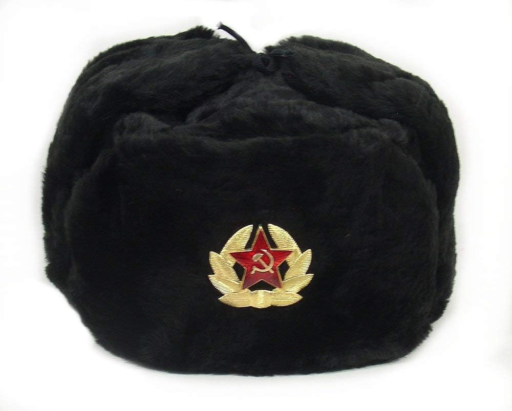 Trapper Hat Ear Flap - Russische Mütze Sowjetische Armee Militärabzeichen Herren