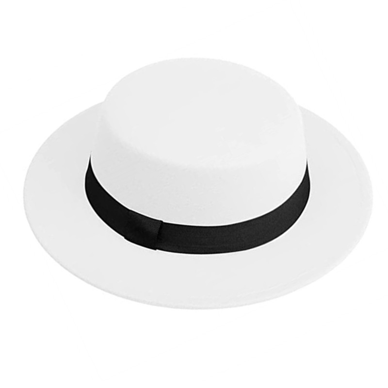 Fedora Hat Wool - Herren Damen Weißer Fedora-Hut Flacher Hut
