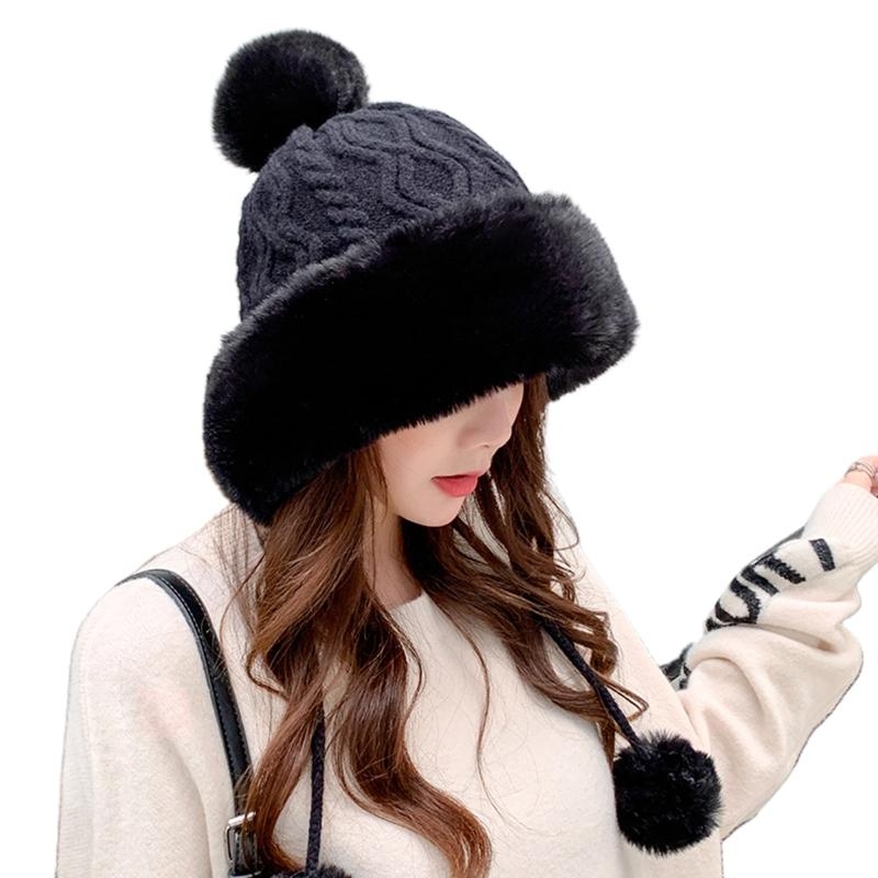Trapper Hat Ear Flap - Frauen Winter Warm Verdicken Plüsch Zopfmuster