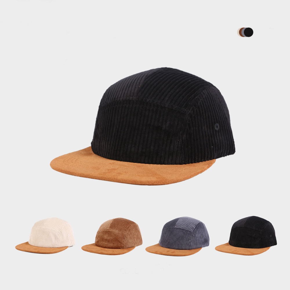 Corduroy Cap 5 Panel - Vielseitige Retro-Baseballkappe mit flachem Schirm, 5-Panel,