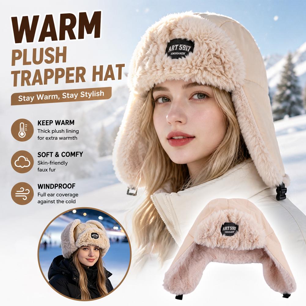 Winter Trapper Hat - Winter-Trapper-Mütze, dickes Plüschfutter, winddichter Ohrenschutz, Dual-Wear-Design,