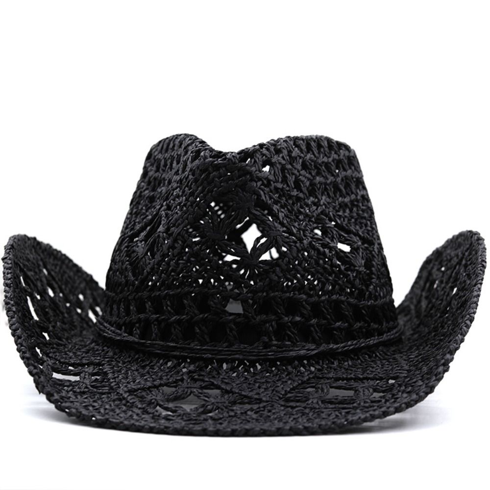 Cowboy Hat Straw - Vintage Strohhut mit breiter Krempe, gewellter
