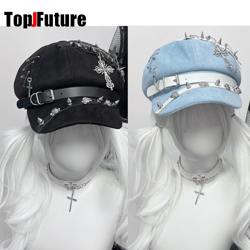 Dad Hat Cotton - Damen Harajuku Achteckige Kappe Gothic Punk