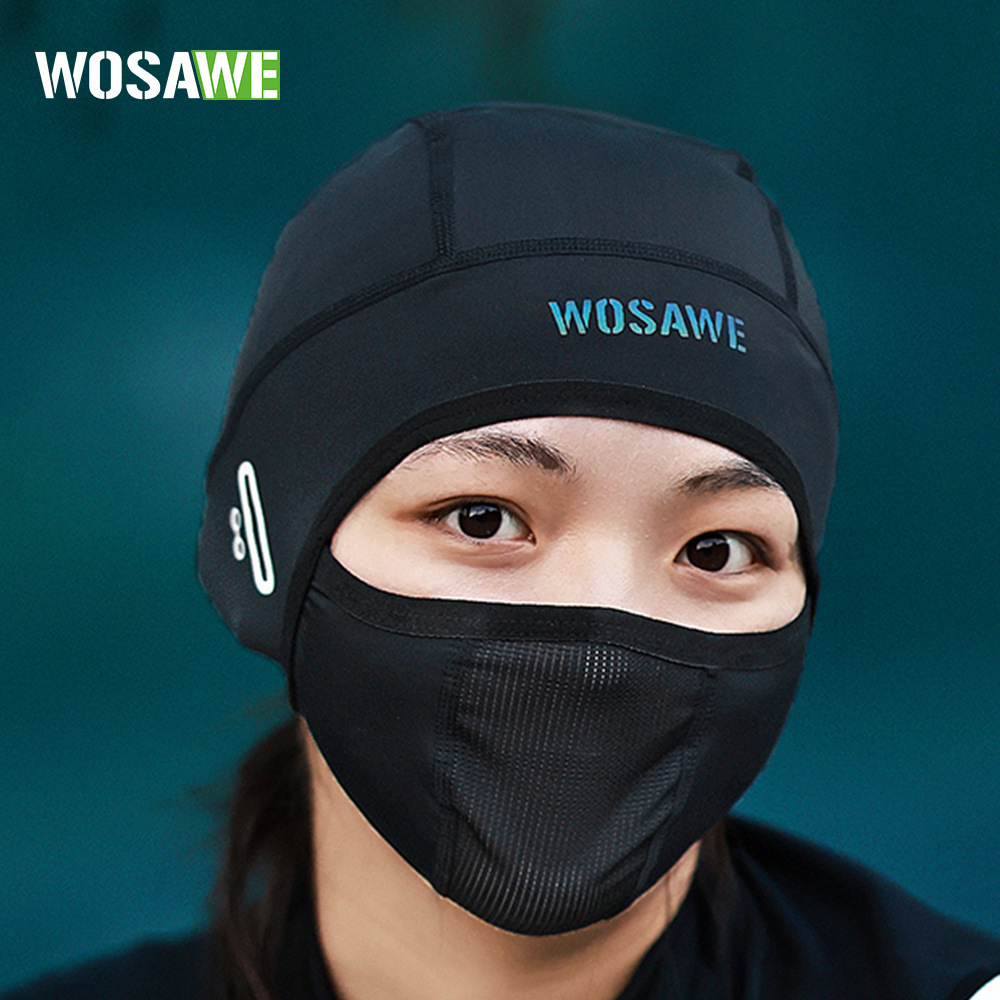 Skull Cap Helmet Liner - WOSAWE Fahrrad-Schädelmütze Balaclava Atmungsaktive Eisseide Helmunterziehmütze