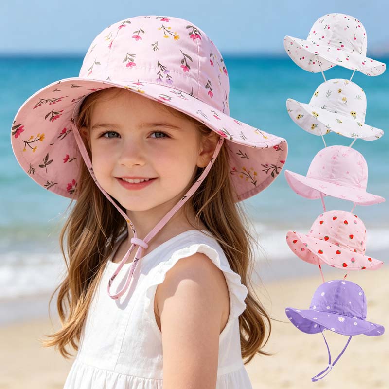 Bucket Hat Cotton - 2026 Kinder-Mädchenhüte Sommer Bedruckte Kinder-Sonnenhüte für