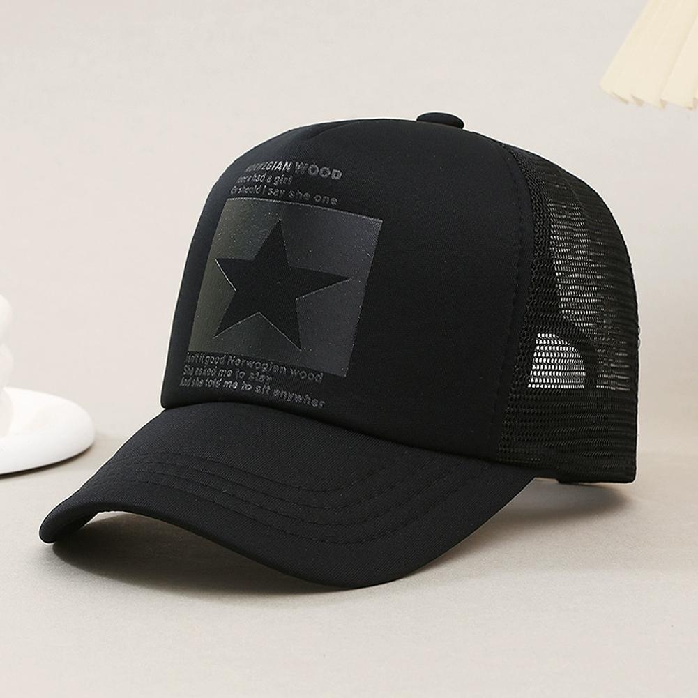 Trucker Cap Mesh - Sommer-Baseballkappe aus Mesh, Modische Sternbedruckte Verstellbare