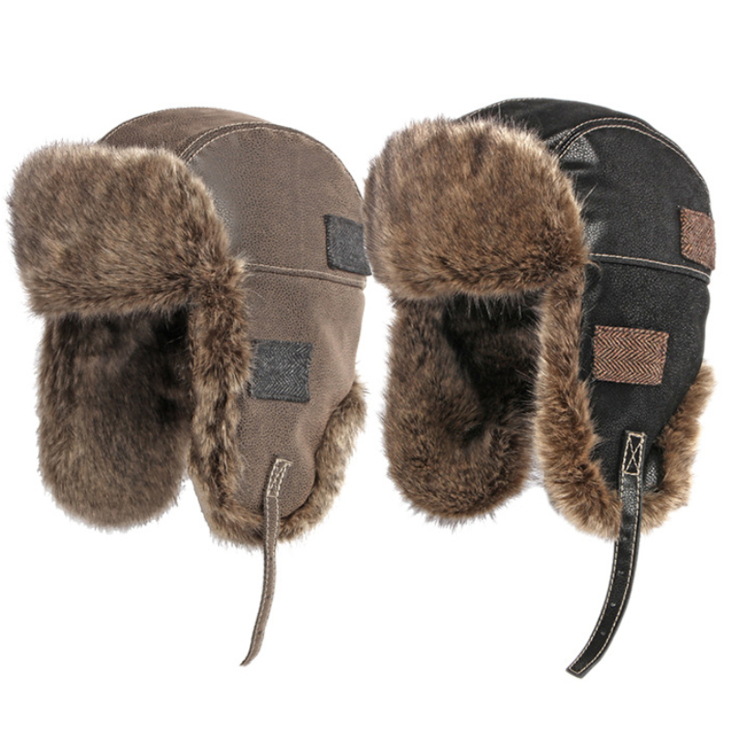 Winter Trapper Hat - HT4098 Russische Mütze, dickes warmes Leder,