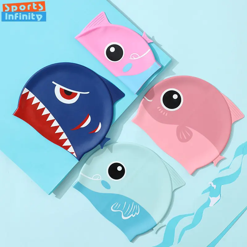 Swim Hat Silicone - Cartoon Netter Fisch Hai Silikon Badekappe