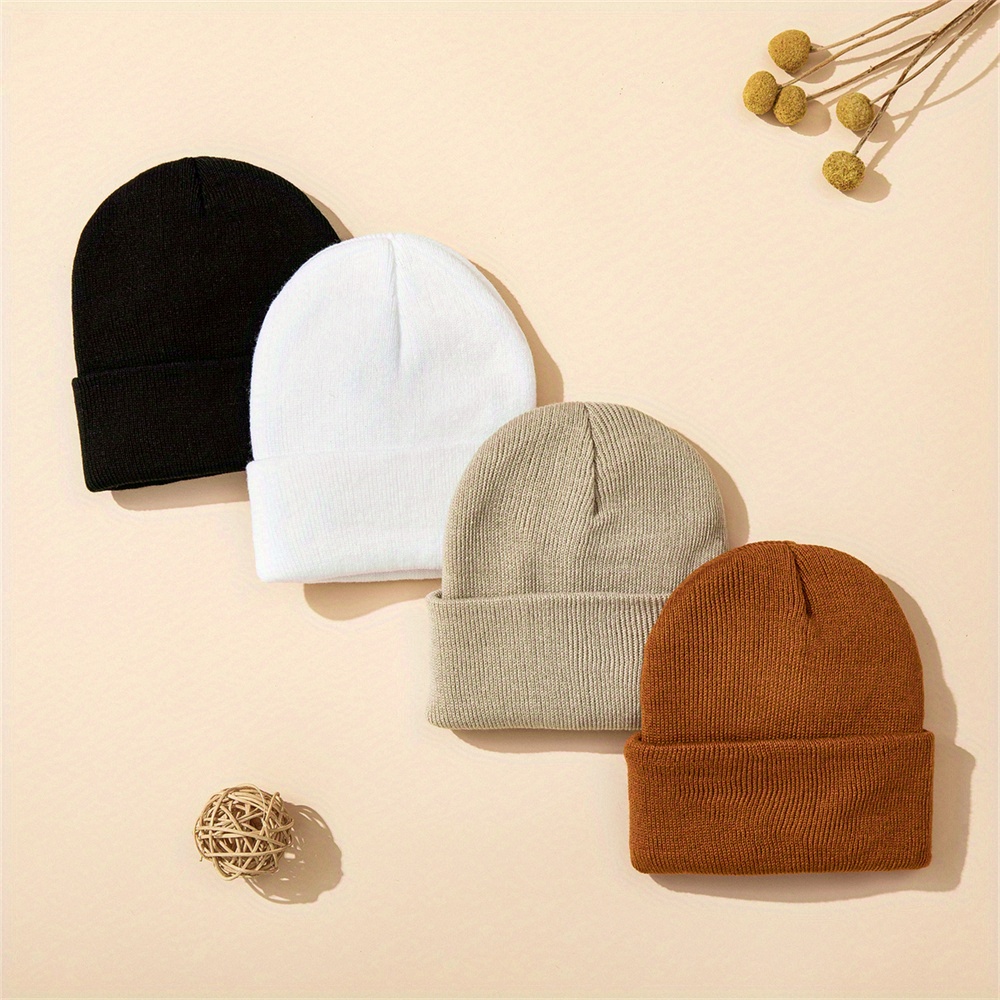 Beanie Cuffed Knit - 4 Stück Babymütze, gestrickt, mit Bündchen,