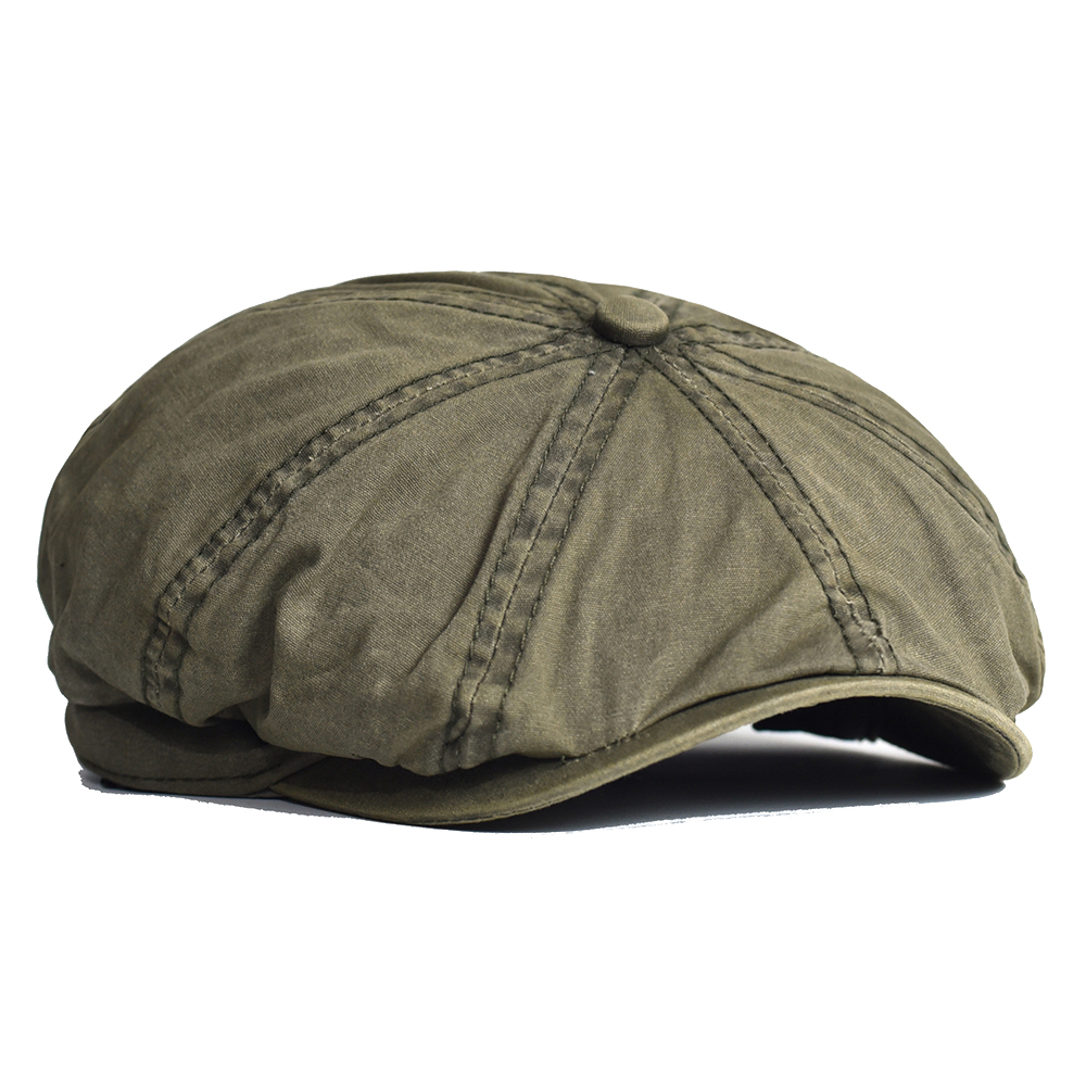 Dad Hat Cotton - Zeitungsjungenmütze aus gewaschener Baumwolle, achteckige Peaky-Mütze,