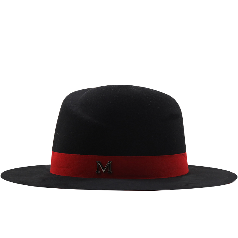Neue Außen Schwarz Innen rot W – Fedora Hat Wool Bewertung und Preis
