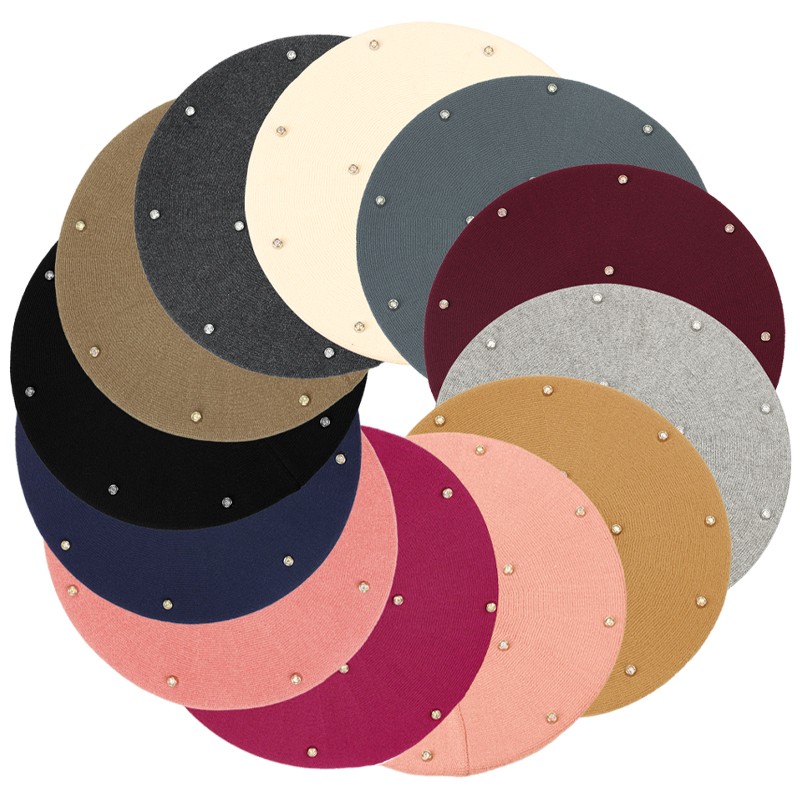 Frauen Farbe Strass Berets Hut – Beret French Wool Bewertung und Preis