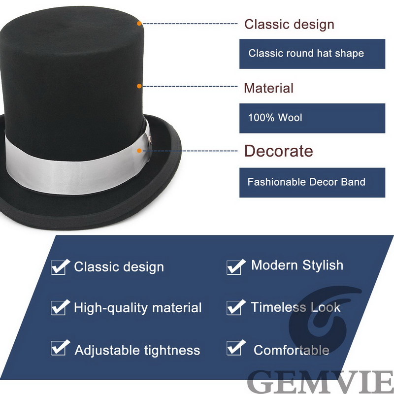 GEMVIE 17 cm 100 % Wollfilz-Zy – Fedora Hat Wool Bewertung und Preis
