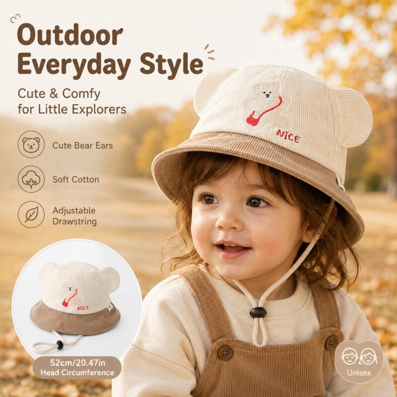 Kinder-Bucket-Hat mit Bärenohr – Bucket Hat Cotton Bewertung und Preis