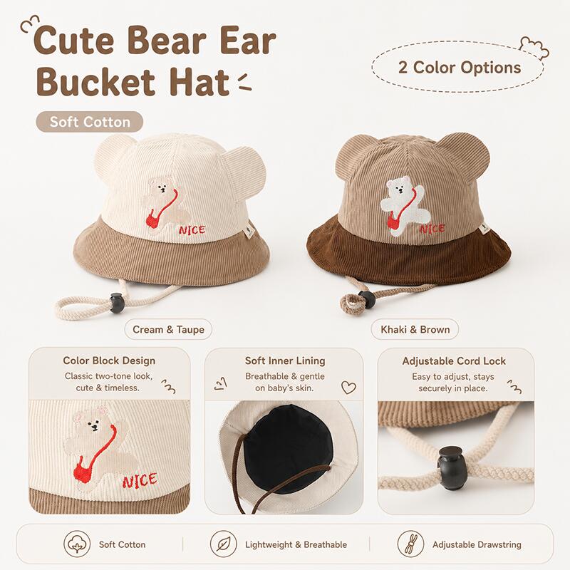 Kinder-Bucket-Hat mit Bärenohr – Bucket Hat Cotton Bewertung und Preis