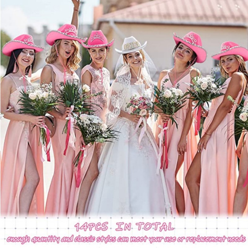 Rosa/weiße Braut zu sein Satin – Cowboy Hat Straw Bewertung und Preis