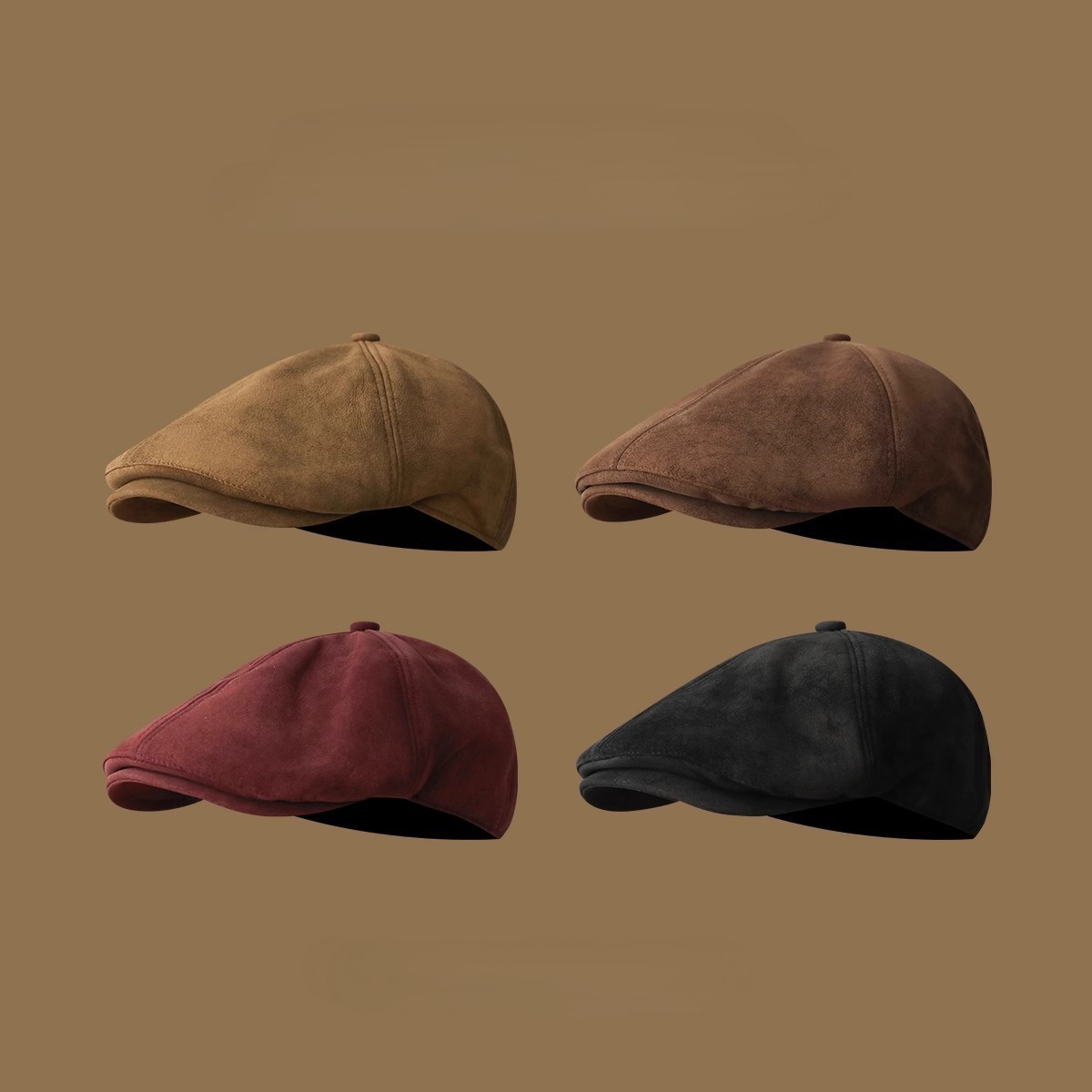 Vintage-Suede-Newsboy-Cap, Uni – Newsboy Cap Ivy Bewertung und Preis