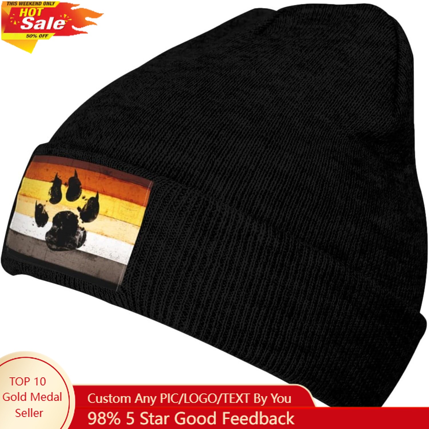 Gay Flag Bear Paw LGBT Strickm – Beanie Cuffed Knit Bewertung und Preis