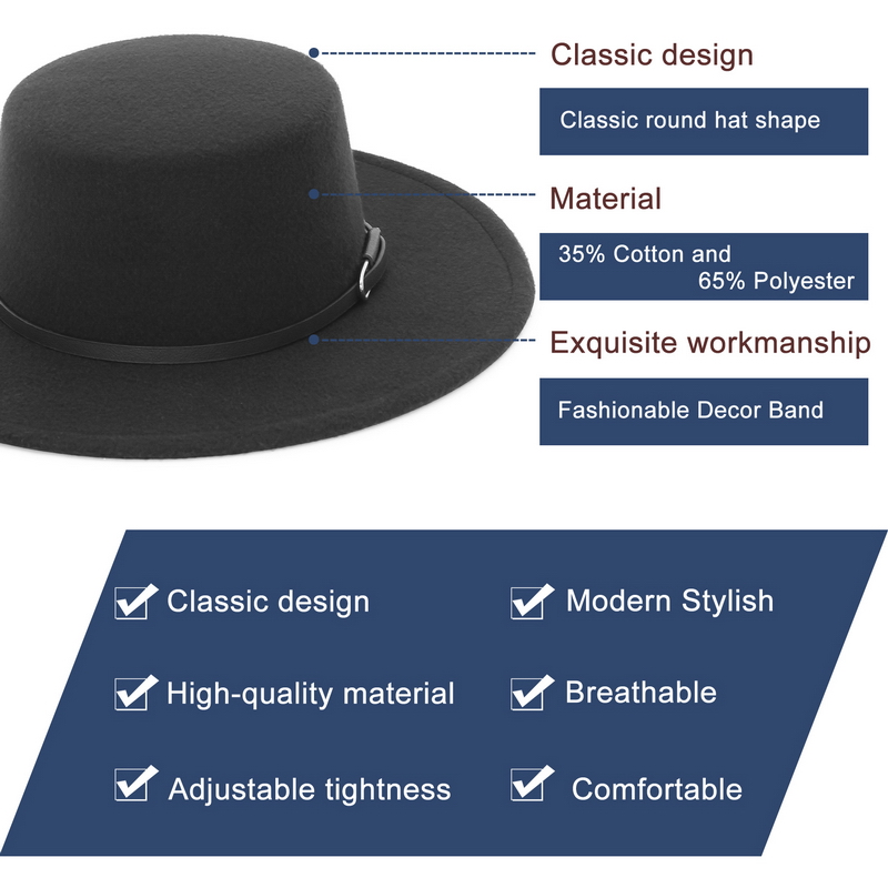 Eleganter Fedora-Hut mit breit – Fedora Hat Wool Bewertung und Preis