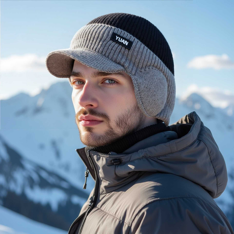 Zweifarbige gestrickte Basebal – Trapper Hat Ear Flap Bewertung und Preis