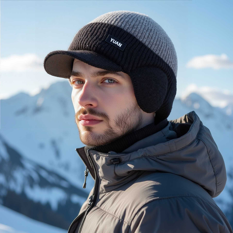 Zweifarbige gestrickte Basebal – Trapper Hat Ear Flap Bewertung und Preis